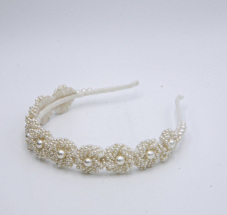 Pearl Headband with Vintage Pearl trim in Ivory, Wedding Headpiece image 6