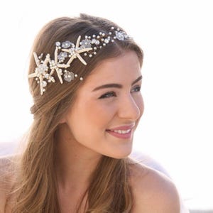Starfish Pearl Beach Wedding Hair Vine: Nautical Headpiece