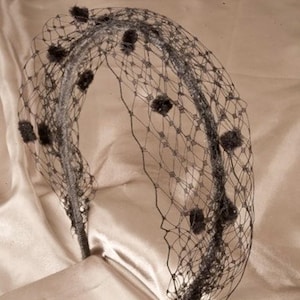 Black Net Headband for Women, Hair Accessory, Vintage Look Headband Birdcage Netting