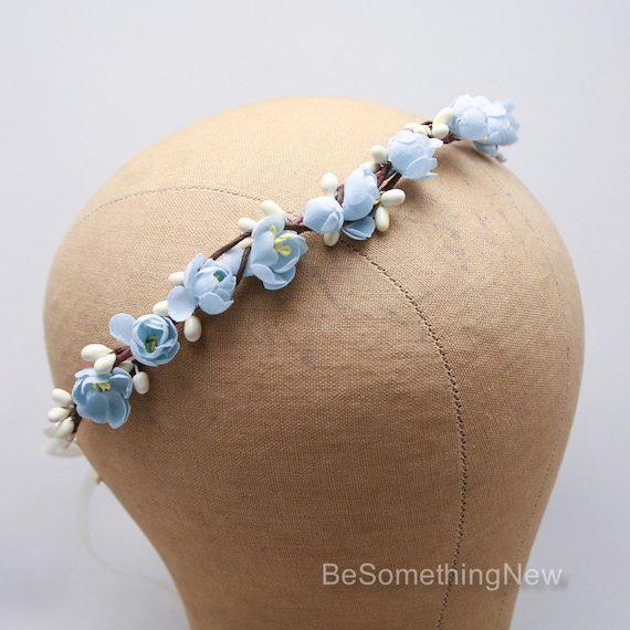 Blue Flower Crown: Vintage Floral Wedding Headband