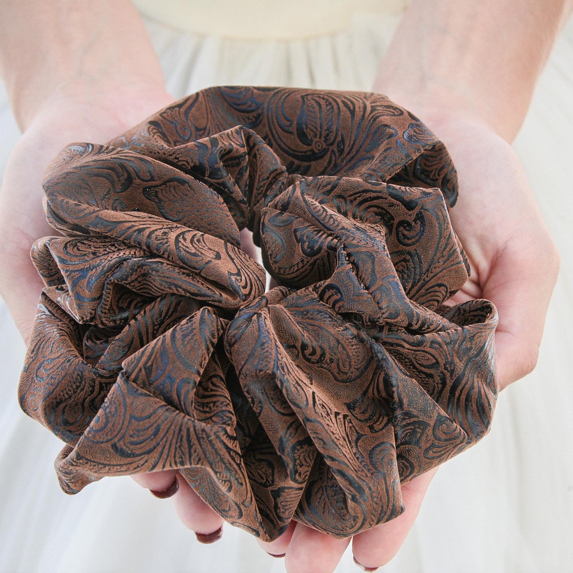 Oversized Faux Leather Scrunchie: Extra Large Hair Cloud  display picture 2