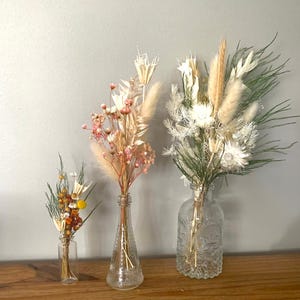 Dried Flower Bouquets in Vases, in Three Sizes, Natural Floral Home Decor