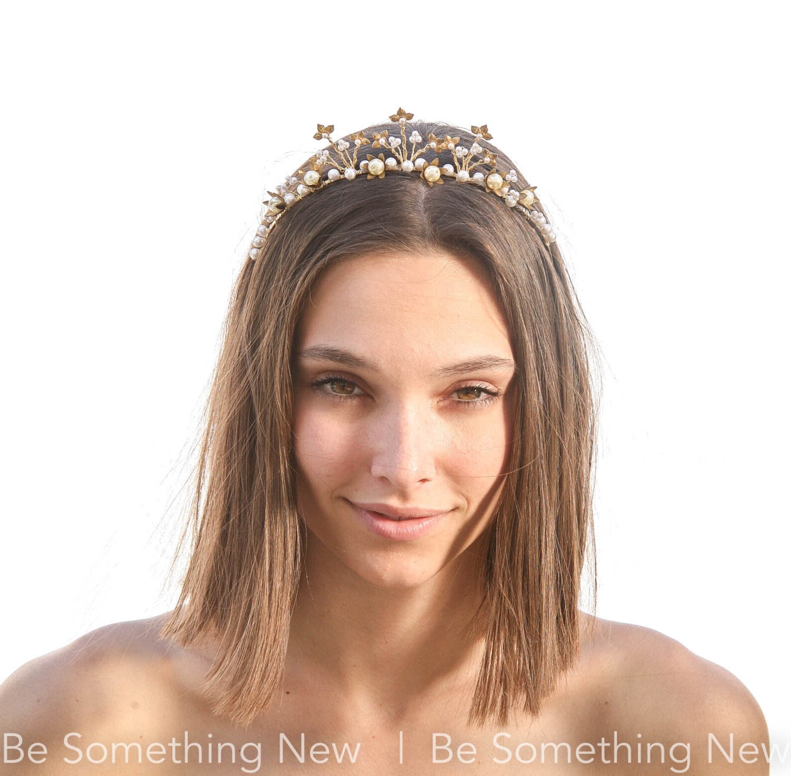 Gold Wedding Tiara Vintage Pearl Metal Flower Headband Etsy — free download