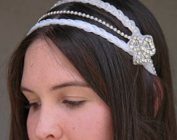 Bridal Headband Greek Goddess White Organza Wedding Headband Etsy