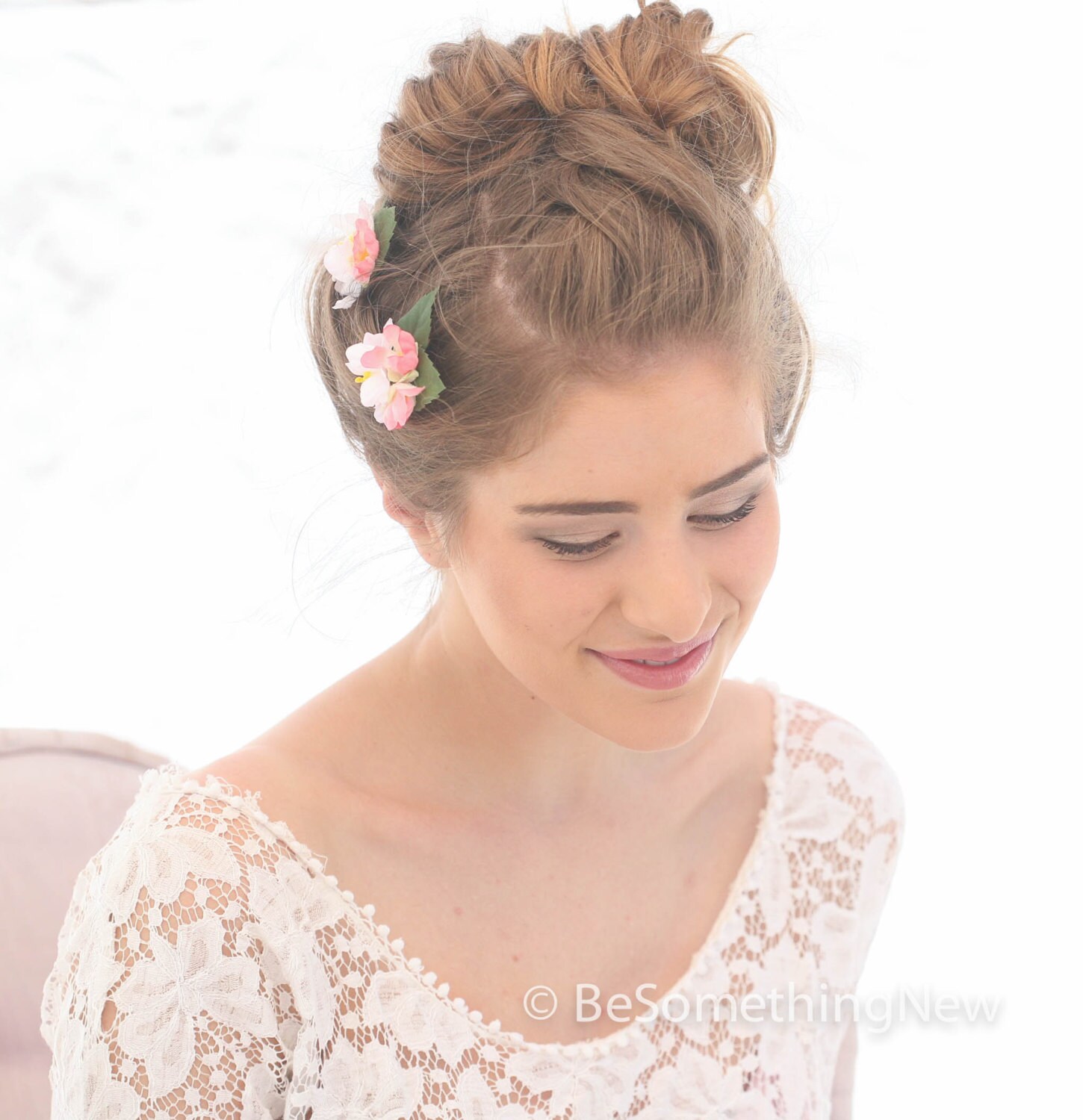 Blush and Pink Flower Bobby Pin Set Wedding Hair Flowers Etsy