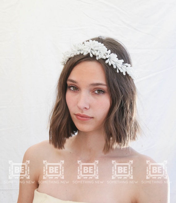 Vintage Wax Wedding Headpiece, Wax bud and Glass … - image 4