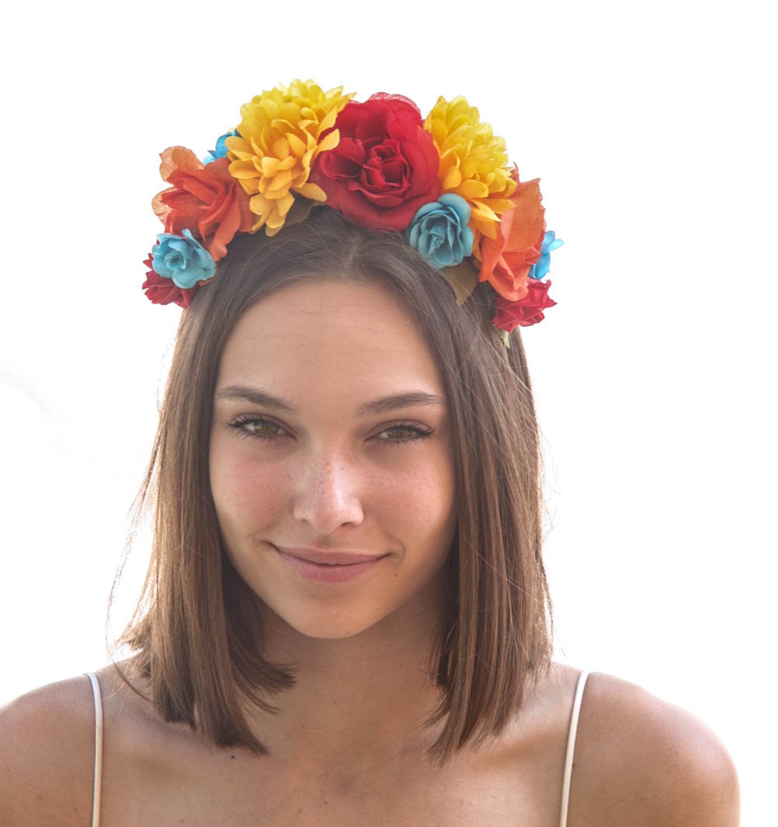 Mexican Flower Crown in Bright Colors Day Of the Dead Etsy