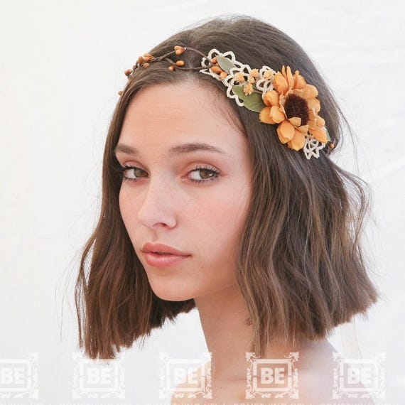Vintage floral flower headpiece halo piece Wedding Flower Crown, Vintage Floral Headband Flower Girl  main image 4