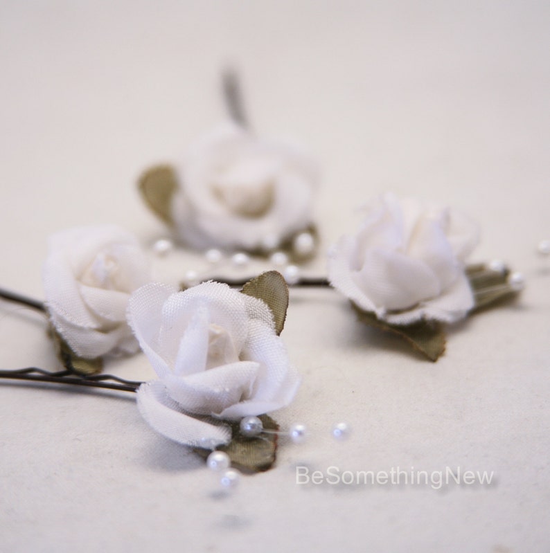 Wedding Hair Bobby Pin Set of Flowers and Pearls Wedding Hair Etsy