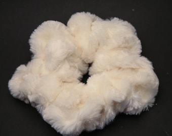 Oversize Scrunchies, Faux Fur Large Scrunchy in White Women Hair Accessories, Retro Accessory, Stocking Stuffers Holiday Hair Accessory