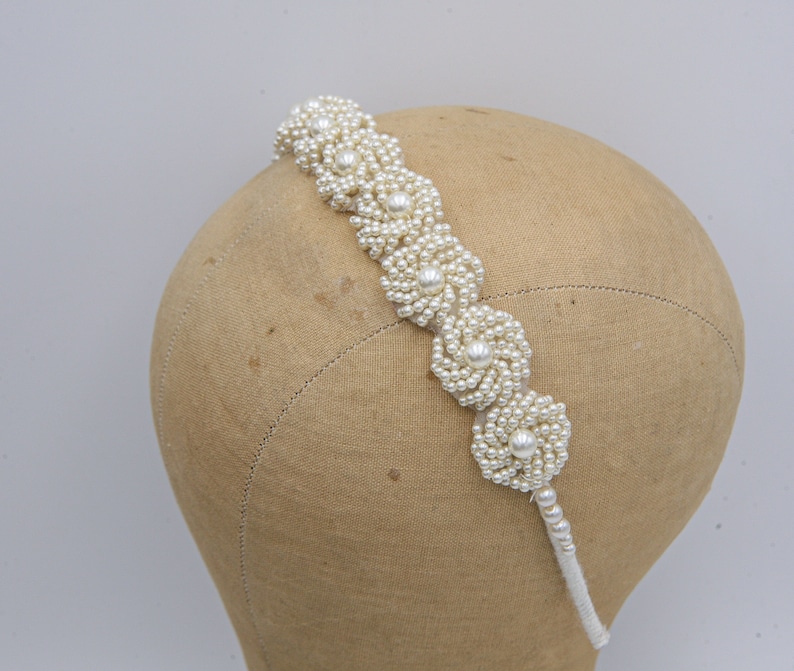 Pearl Headband with Vintage Pearl trim in Ivory, Wedding Headpiece image 10