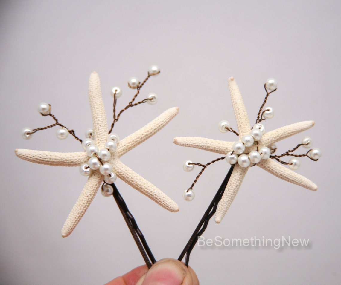 Starfish Hair Pins Beach Wedding Starfish and Pearl Bobby Pin Etsy UK