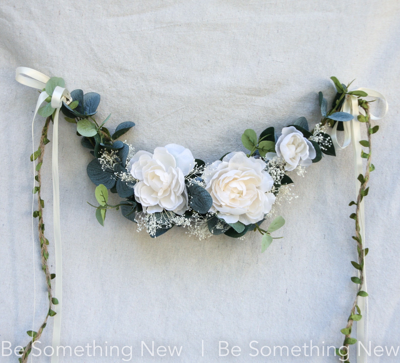 Eucalyptus Chair Swag Greenery and Rose Garlands Faux Greenery Etsy