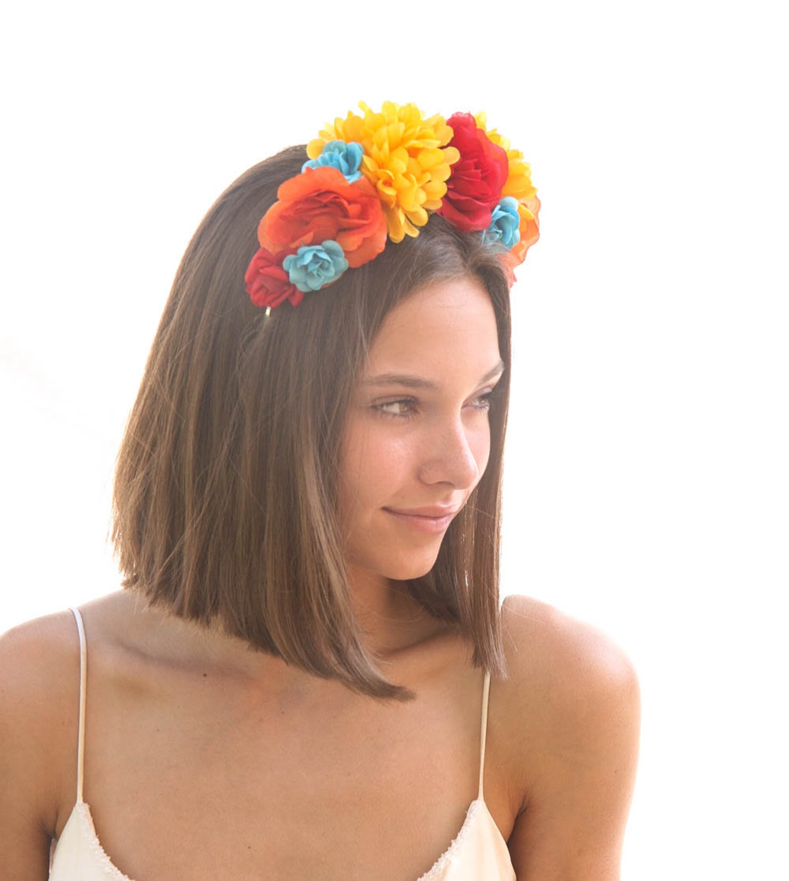 Mexican Flower Crown in Bright Colors Day Of the Dead Etsy