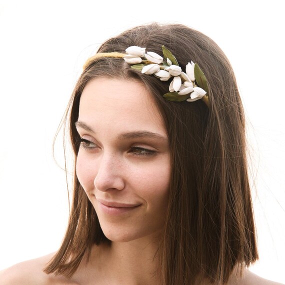 Vintage Ivory Headband Vintage Floral Headband- Ivory – K. Ellis Boutique main image 3