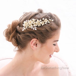 Bridal Hair Vine Pearl and Flower Vintage Inspired Wedding Hair Vine in Ivory Bridal Headpiece Beaded Wedding Decorative Comb Hair Jewelry image 2