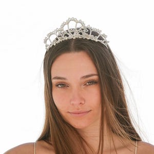 Pearl & Silver Beaded Wedding Tiara: Vintage Style Crown