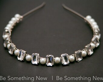 Haarsieraad voor bruiloft, bruid, parels, hoofdband, zilver, strass, hoofdtooi voor dames, meisjes, bruidsmeisjes, afstudeerbal, 1 stuk