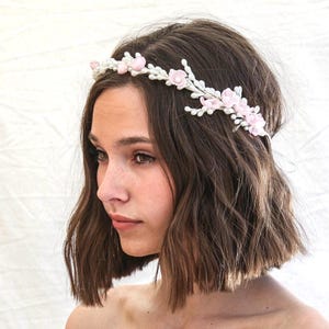 Cherry Blossom Wedding Crown: Vintage Wax Flower & Pearl Bridal Halo