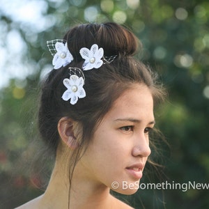 Vintage Lace Flower Hair Pins with Pearl - Wedding Hair Accessory Set (3) image 3