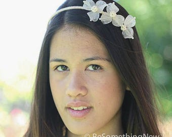 Vintage Blommig Brudhårband Bröllopshåraccessoarer Blomkrona av Blommor och Pärlor