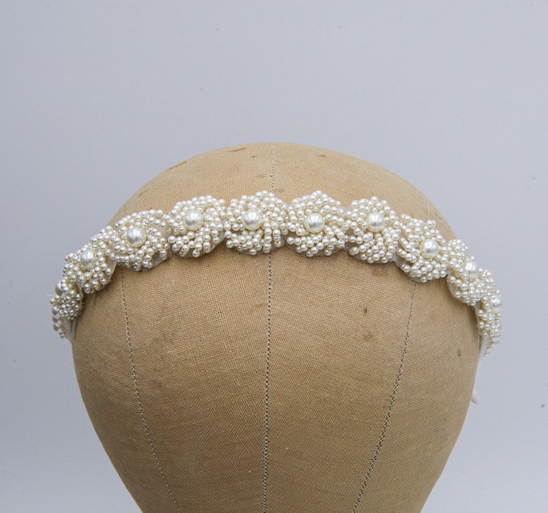 Pearl Headband with Vintage Pearl trim in Ivory, Wedding Headpiece image 9