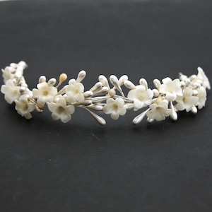 Ivory Vintage Wax Flower Wedding Tiara, Bridal Headpiece