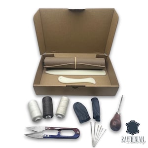 Bookbinding Starter Kit for Homemade Planner DIY Leather Notebook Hardcover Journal Goatskin Bible Bookbindery Waxed Thread Bone Folders Awl