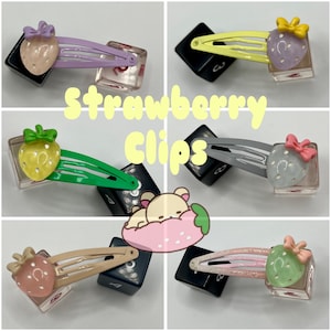 Strawberry Hair Clip~ Bow Hair|Cutecore | Gyaru |Kidcore| Cabochon Clip | Kandii| Kawaiicore|Fairy Kei | Harajuku Decora|Coquette| Pastel