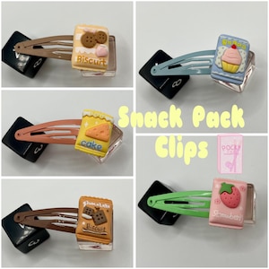 Snack Snap Hair Clip~ Bow Hair Clip |Cutecore | Kidcore | Cabochon Clip | Kandii | Kawaiicore | Fairy Kei | Harajuku Decora|Coquette| Pastel