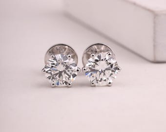 Lab Grown Diamond Stud Earrings: 6-Prong Classic Jewelry