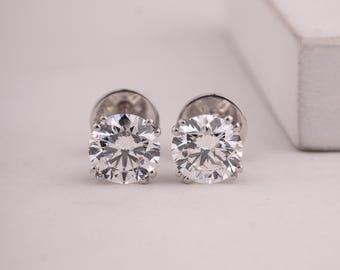 Round Lab Grown Diamond Stud Earrings: 1-5 Carat, 14k Gold