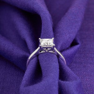 Princess Cut Lab Grown Diamond Solitaire Ring, 14K White Gold