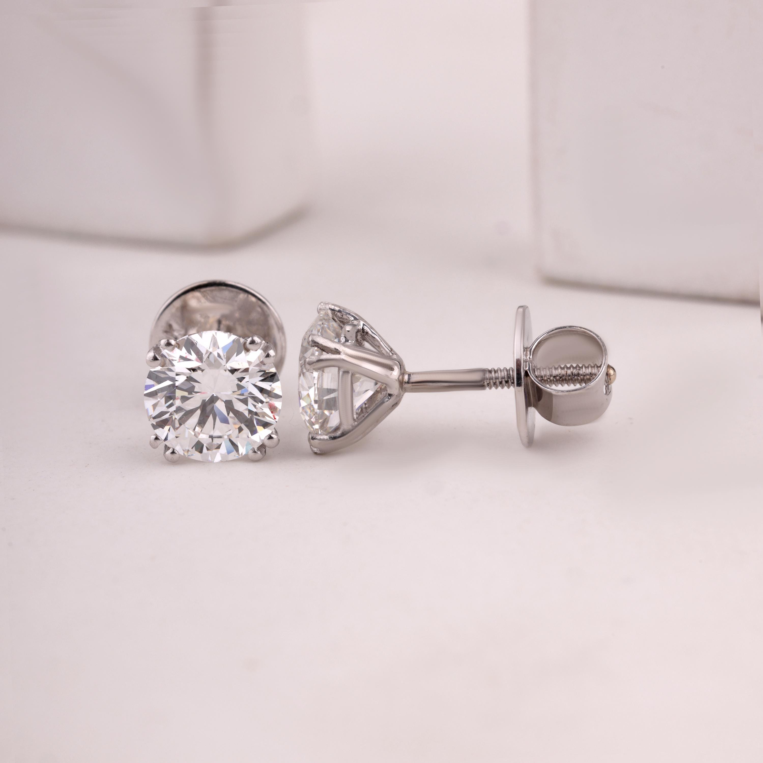 ラウンド型ラボグロウンダイヤモンドスタッドピアス：1～5カラット