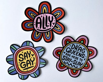 Pride Pack of Say Gay, Ally, Drag Queen Love Stickers