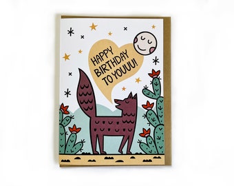 Happy Birthday Wolf Greeting Card