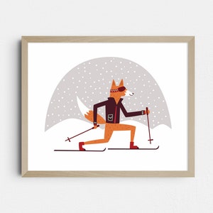 Ski Fox Mountain Art Print image 1