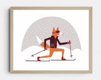 Ski Fox Mountain Art Print