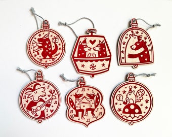 Wooden Laser Cut Holiday Ornaments