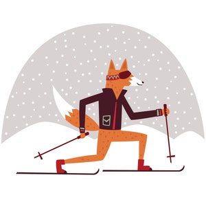 Ski Fox Mountain Art Print image 2
