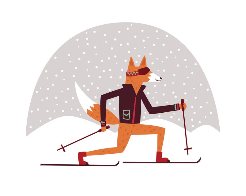 Ski Fox Mountain Art Print image 2