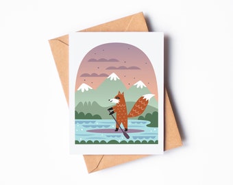 Campy SUP Fox A2 Blank Greeting Card