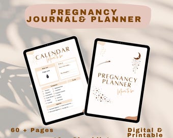 Planificador de embarazo digital, diario para mamás primerizas, planificador de comidas para el embarazo, lista de verificación para recién nacidos, planificación del anuncio del embarazo, hipervínculo PDF