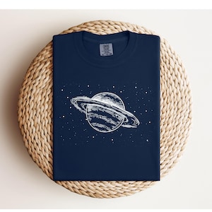 Saturn Graphic Tee: Astronomy Solar System Cotton Blend Shirt
