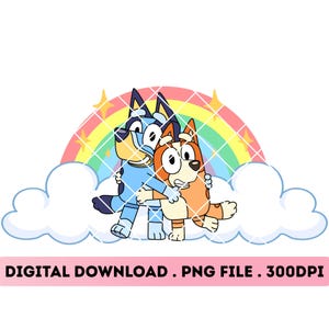 Bluey Regenbogen Png, Bluey Geburtstag Png, Bluey Png, Bingo Png, Bluey und Bingo Png, Bluey Mutter Png, Bluey Familie Png