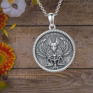 Anubis Necklace Egyptian Jewelry 925 Sterling Silver Anubis Pendant Amulet