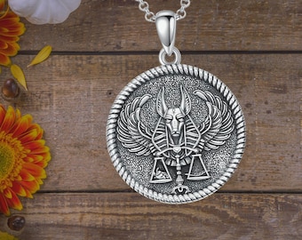 Anubis Necklace Egyptian Jewelry 925 Sterling Silver Anubis Pendant Amulet