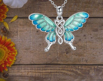Butterfly Necklace 925 Sterling Silver Butterfly Celtic Kno Pendant Necklace Jewelry For Women Girls