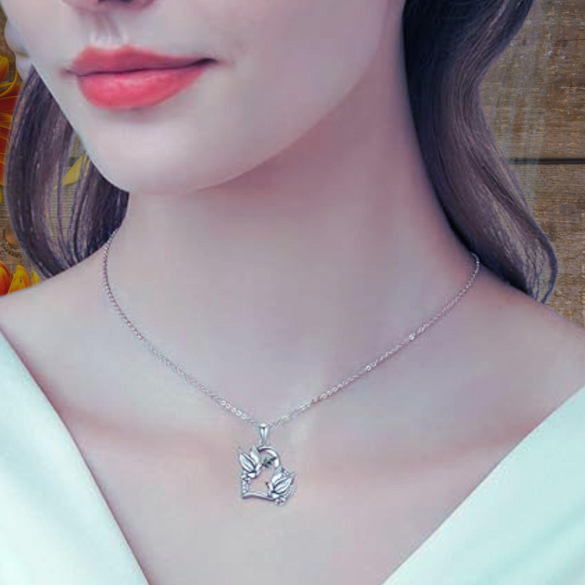 Sterling Silver Love Dove Necklace – 18” Chain With Heart & Dove Pendant, Handcrafted 925 Silver, Gift Ready - View #2
