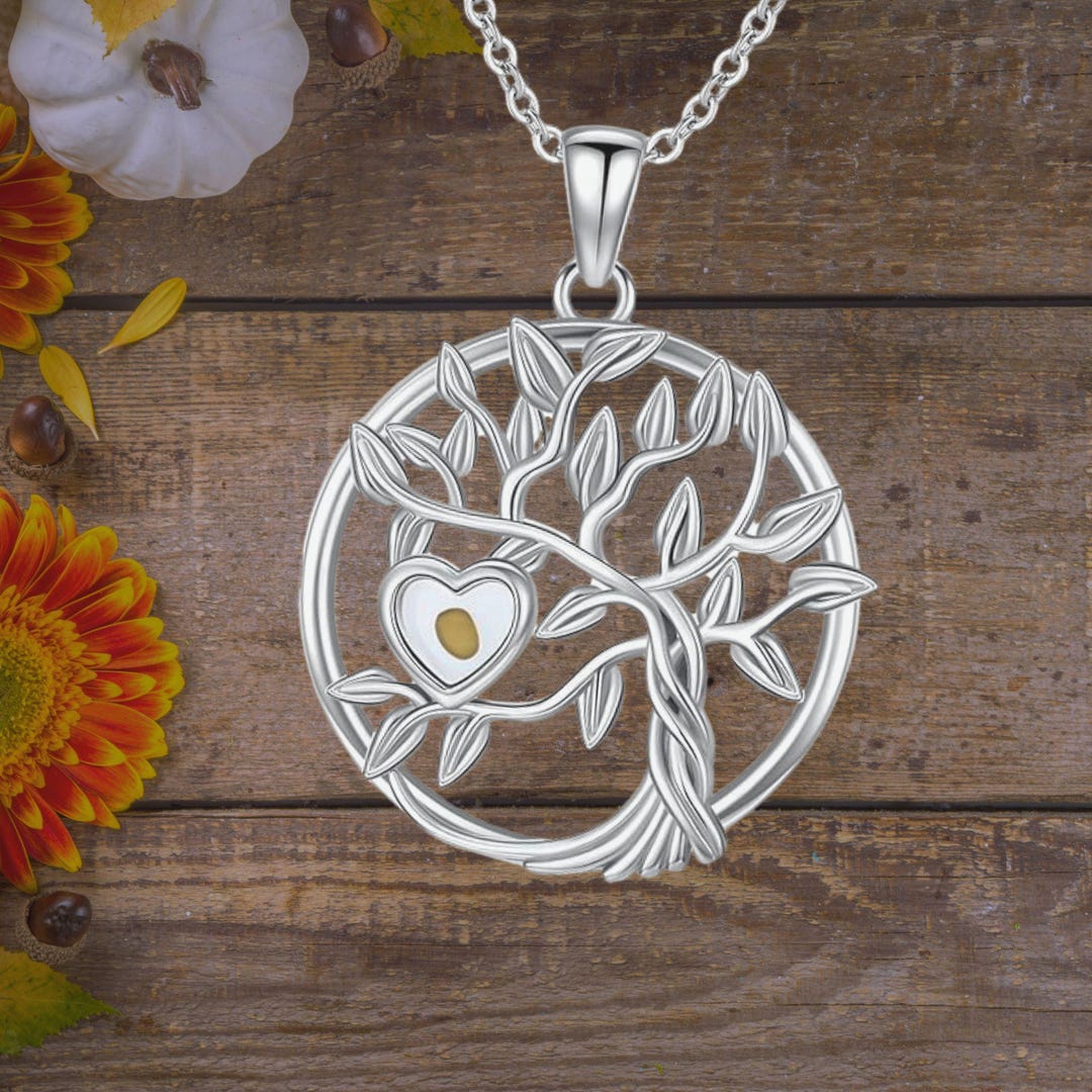 RW-Silver Tree Of Life Pendant Necklace – Genuine 925 Sterling Silver, Zirconia, 45/50cm Chain